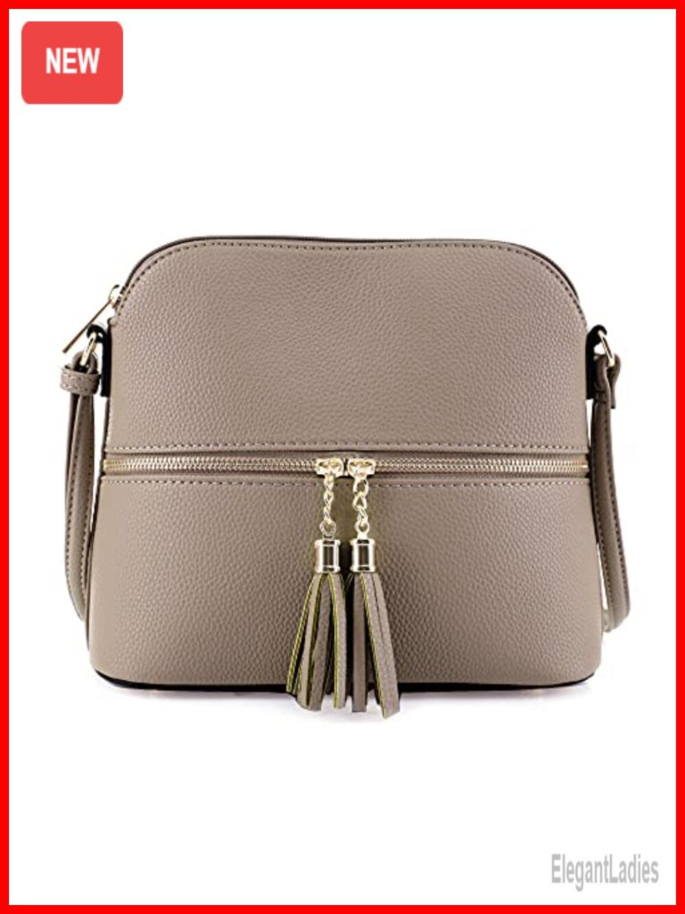 SG SUGU Crossbody Bag Medium Dome Purse Vegan PU Leather with Tassel Adjustable